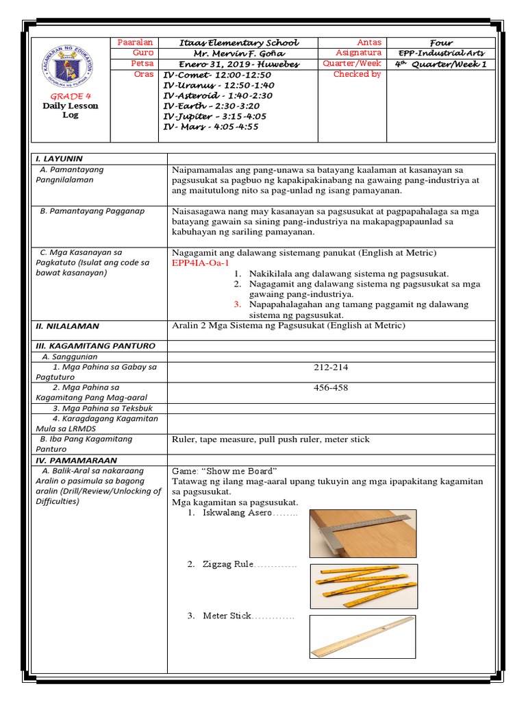 DLP in EPP INDUSTRIAL ARTS1 PDF