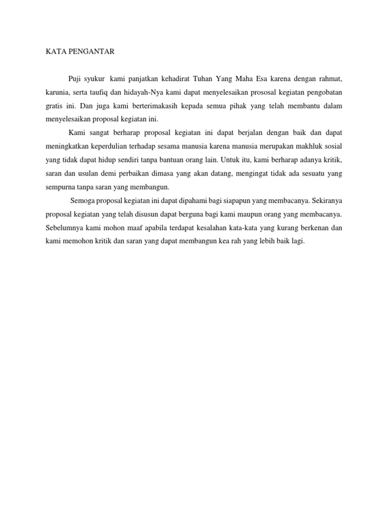 Contoh Proposal Kegiatan Pengobatan Gratis PDF