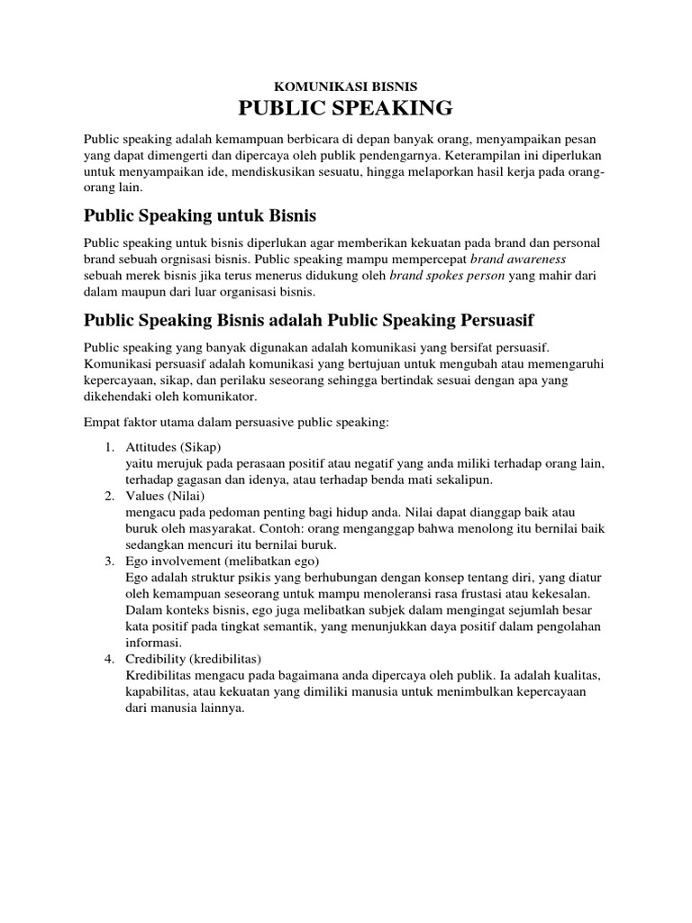 Komunikasi Bisnis - Public Speaking | PDF