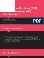 Table of Specifications and Test Questions Construction