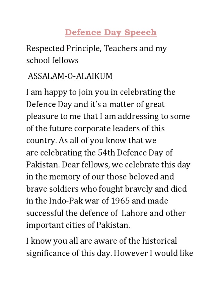 Defence Day Speech | PDF | Pakistan Army | Government Of Pakistan