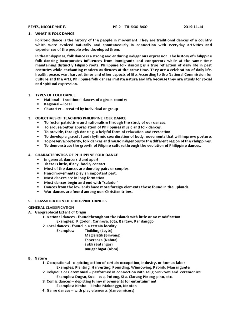 Folk Dance Definition, Characteristics, Objectives, Terms PDF