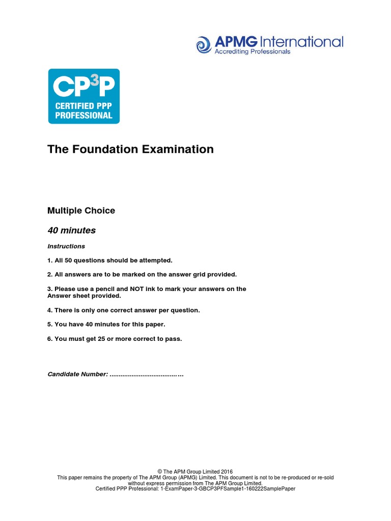 CP3P Foundation Exam - Sample Questions | PDF | Public–Private ...