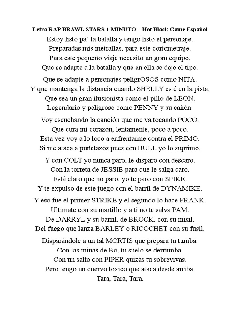 Brawl Satrs - rap de brawl stars letra