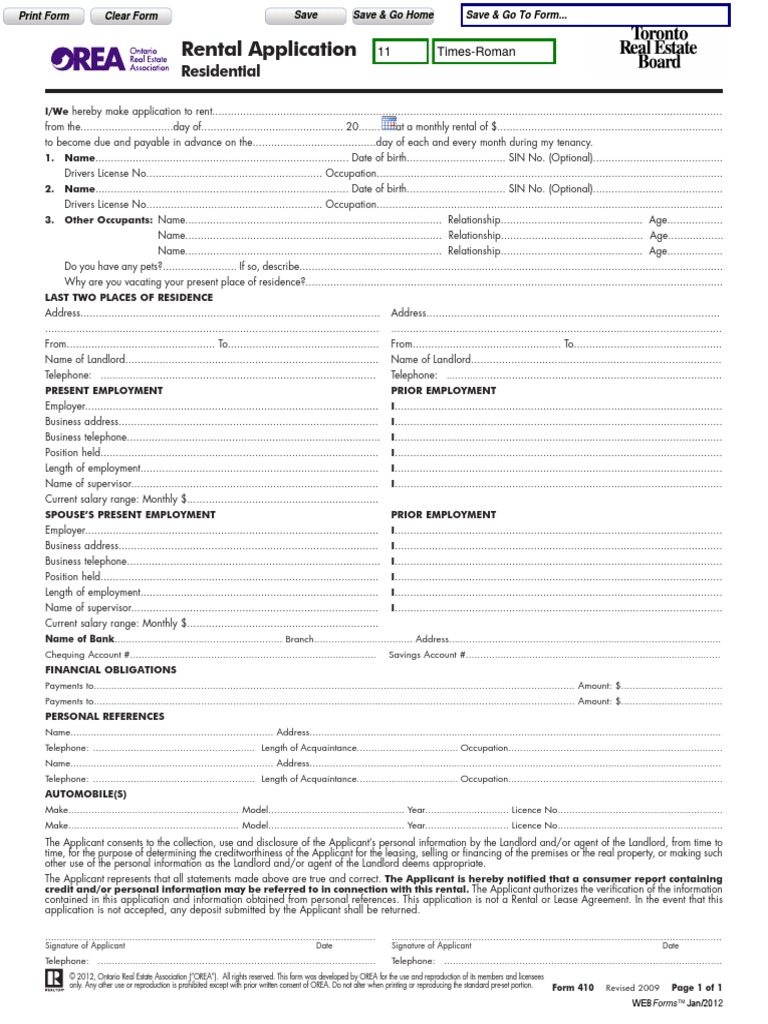 Rental Application Residential 410 | PDF | Landlord | Renting