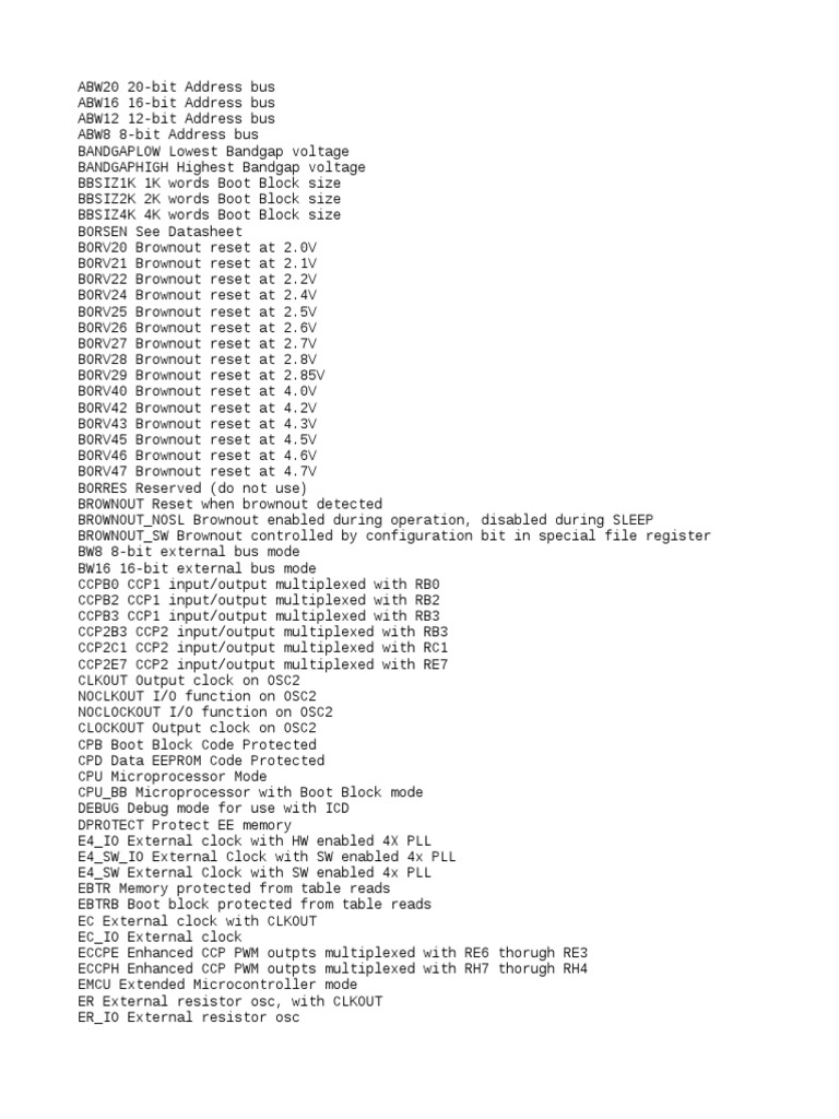 Configuration Options for PIC Microcontrollers Oscillator Modes