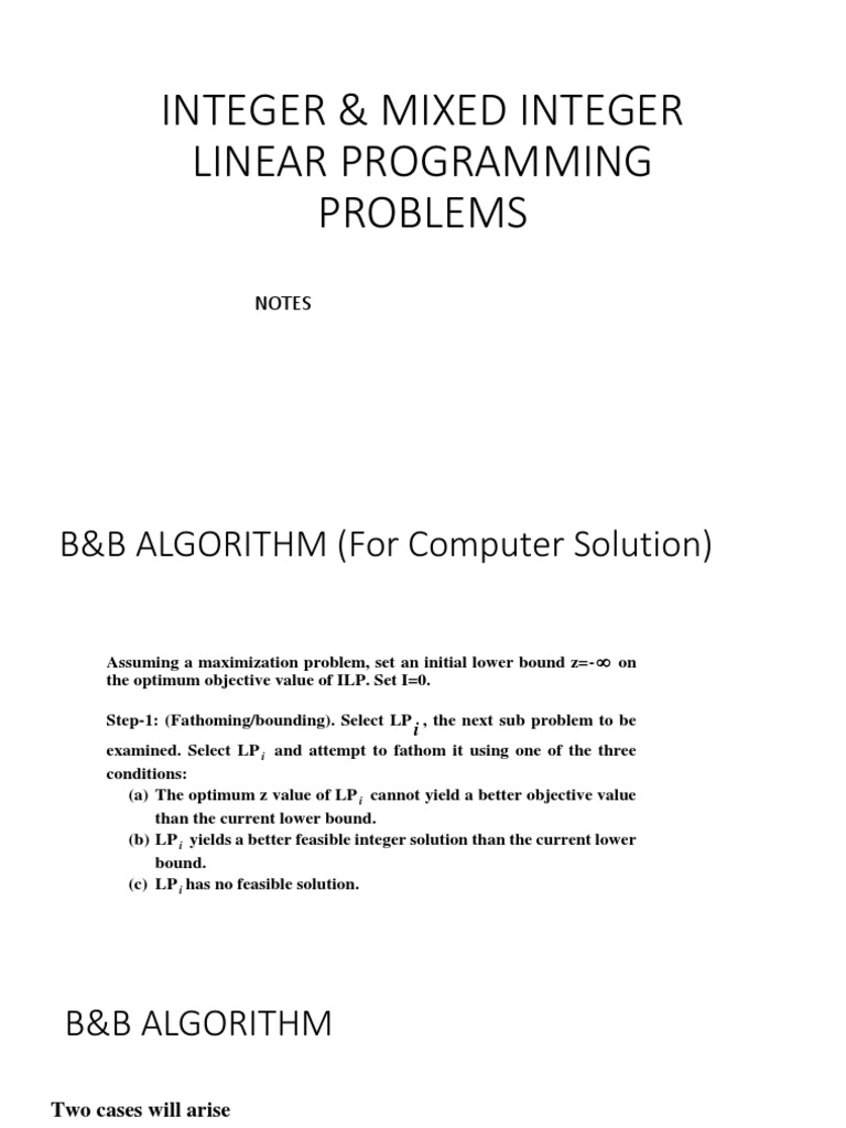 Integer Linear Programming | PDF | Linear Programming | Mathematical ...