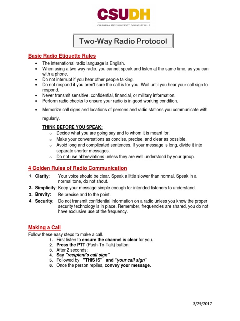 Two Way Radio Protocol Download Free PDF
