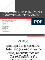 Mga Hamon Sa Polisiyang Pangwika Sa Edukasyon