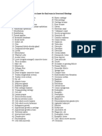 Items To Know For Final Exam in Structural Histology