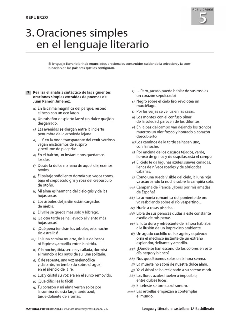 Oraciones Simples en El Lenguaje Literario PDF | PDF | Cielo | Naturaleza