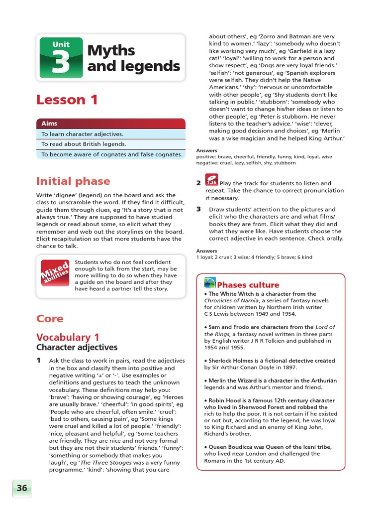 British Legends and Character Adjectives | PDF | Question | Narrative
