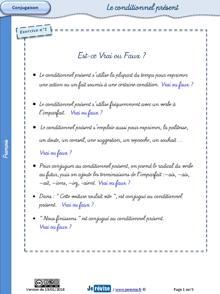 Le Conditionnel Présent Exercices Corrigés Pdf Exercices Conditionnel Present PDF | PDF | Syntaxe | Relations syntaxiques
