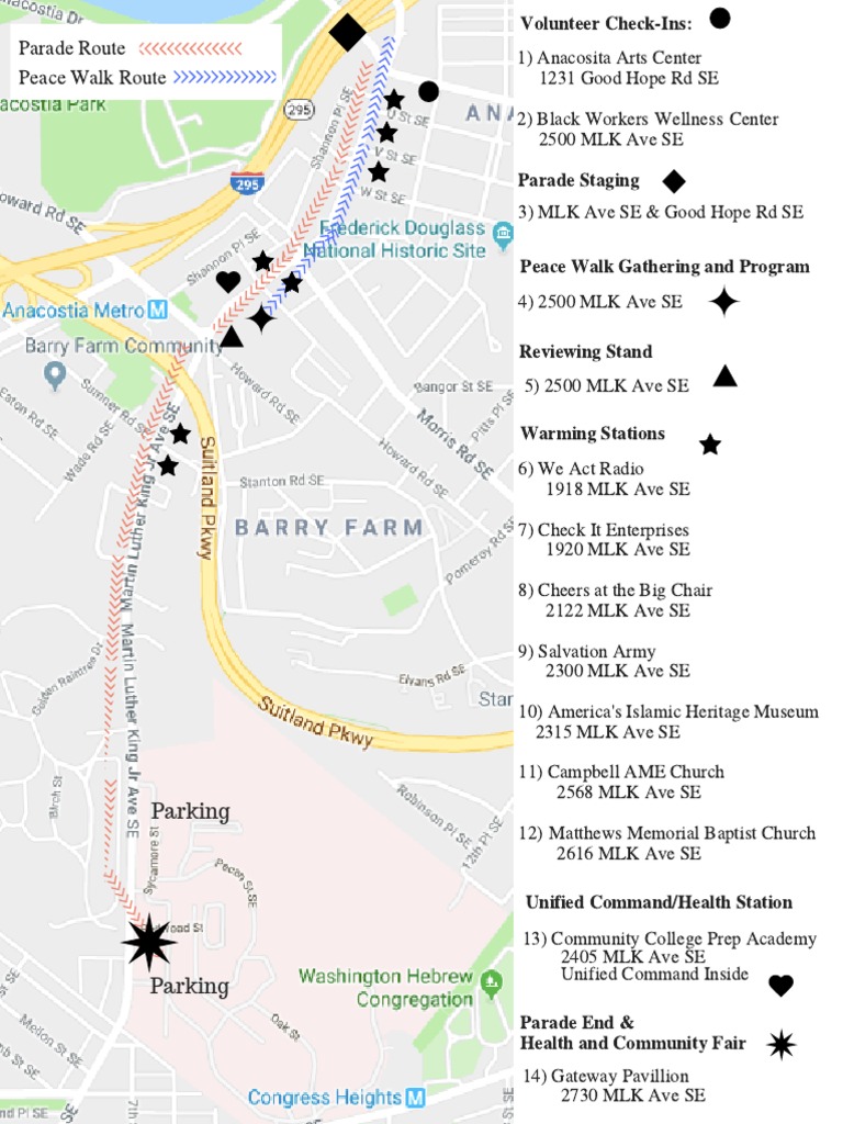 MLK Parade and Peace Walk Map
