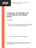 Alice Itania (2007). Condicoes de trabalho dos controladores de trafego Aereo