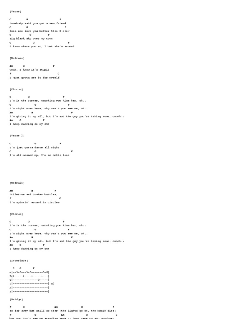 Dancing On My Own Chords Ver 2 By Calum Scott Pdf Song Structure Pop Songs