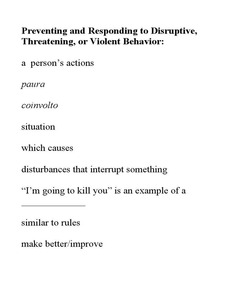 A Person's Actions: Preventing and Responding To Disruptive ...