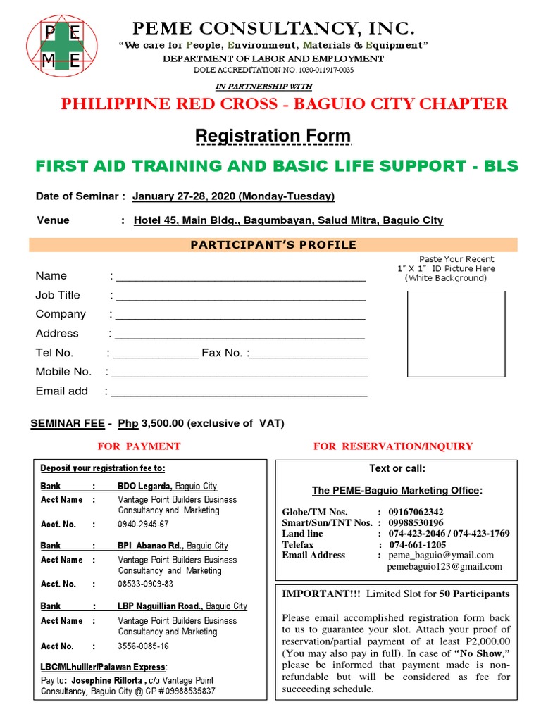 First Aid Training Registration Form | PDF | First Aid | Business