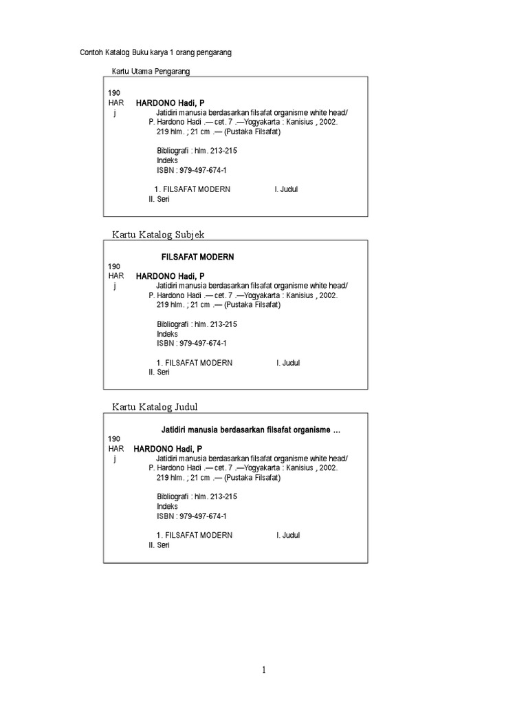 Contoh Katalog Buku Perpustakaan Sekolah Pdf