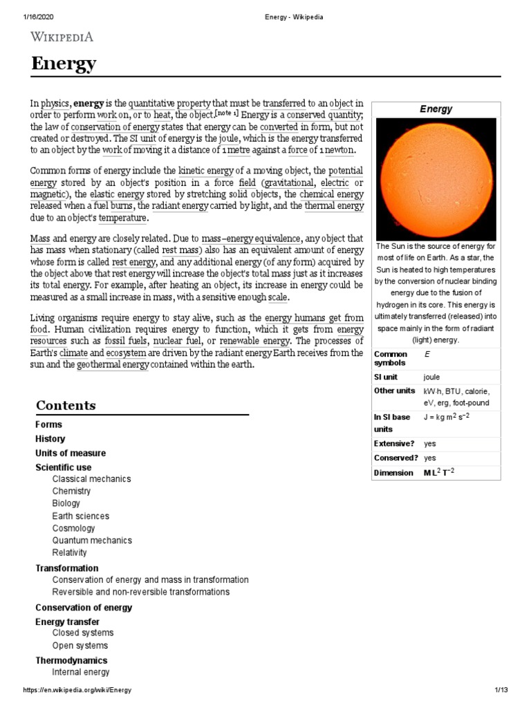 Energy Potential Energy Heat