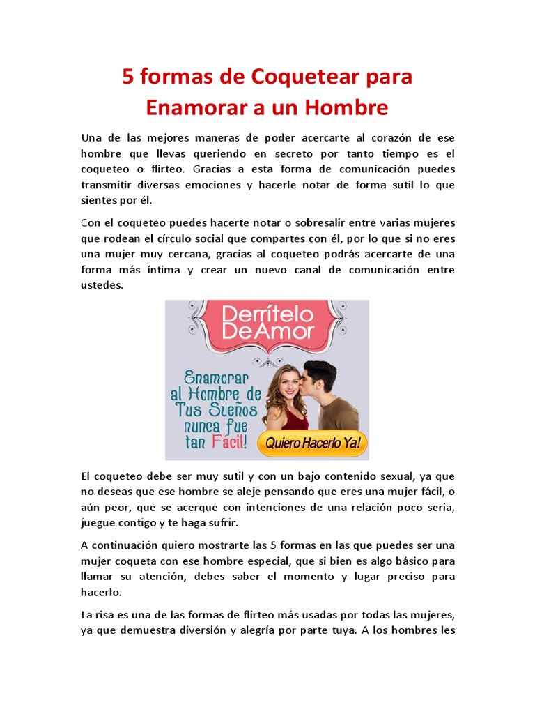 5 Formas de Coquetear para Enamorar A Un Hombre | PDF | Flirteador