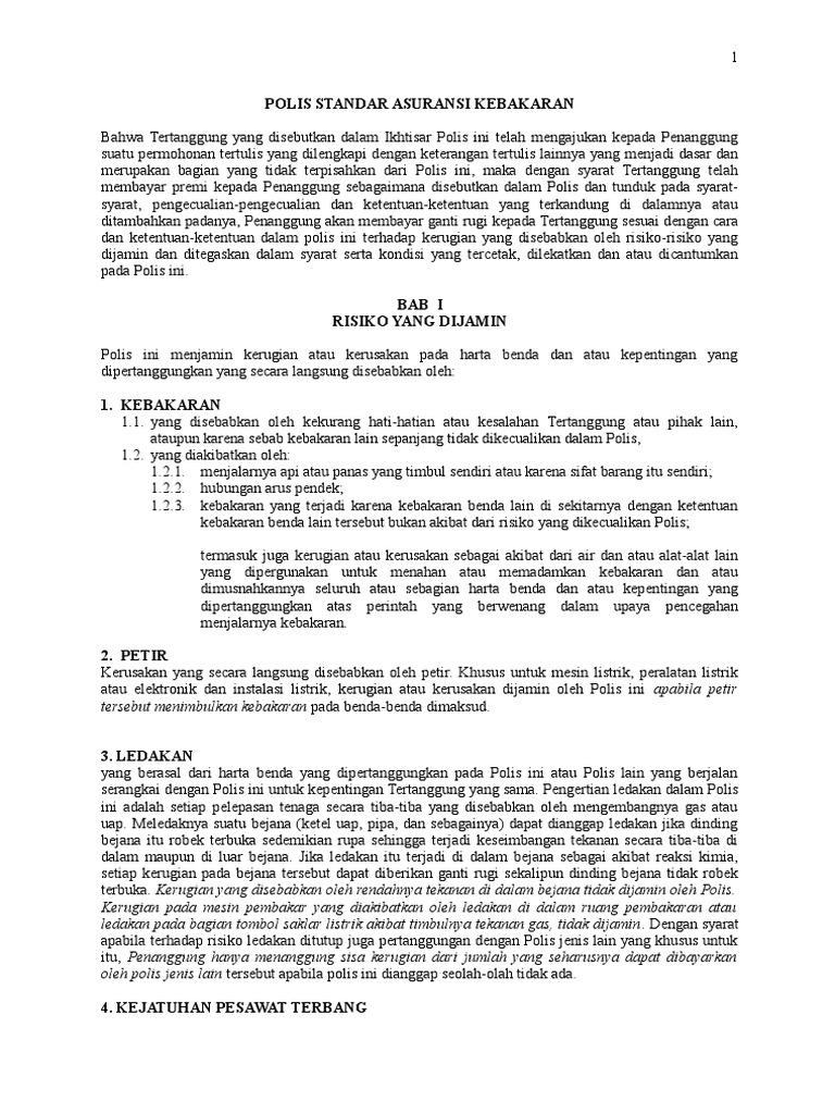 Polis Standar Asuransi Kebakaran PDF