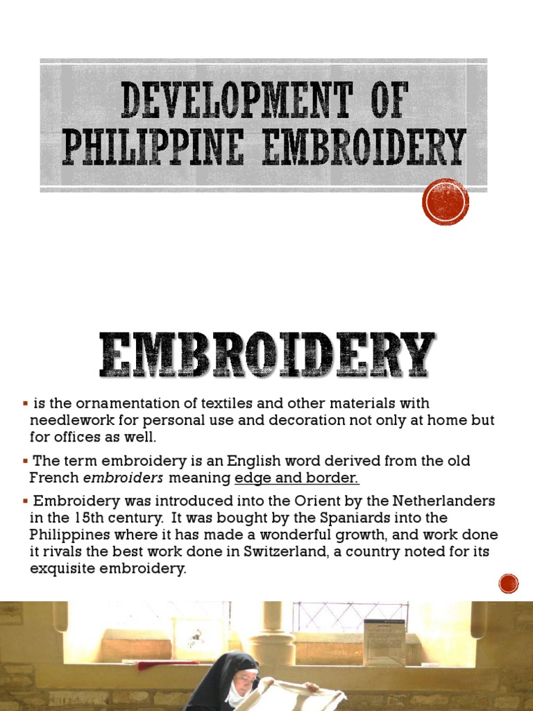Development of Philippine Embroidery PDF Embroidery Sewing Needle