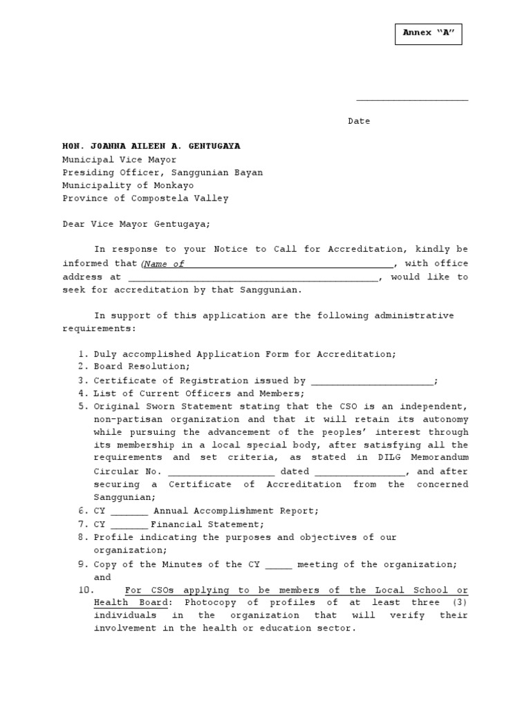 Accreditation Application for CSO | PDF | Finance & Money Management