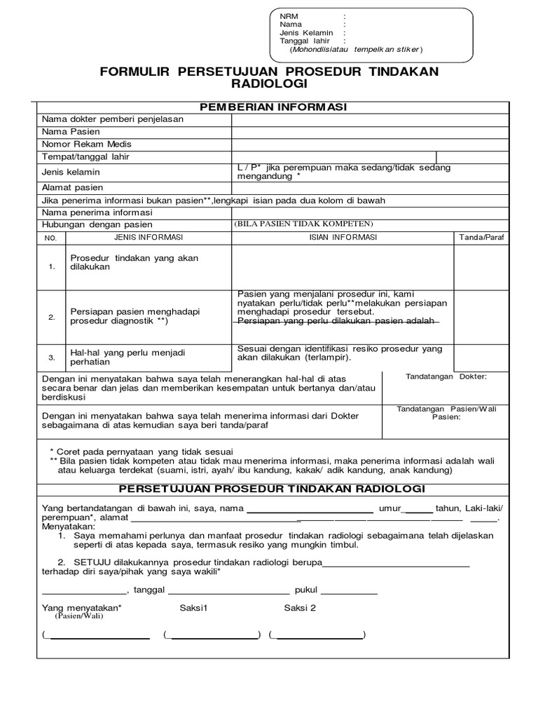 Formulir Persetujuan Tindakan Radiologi | PDF