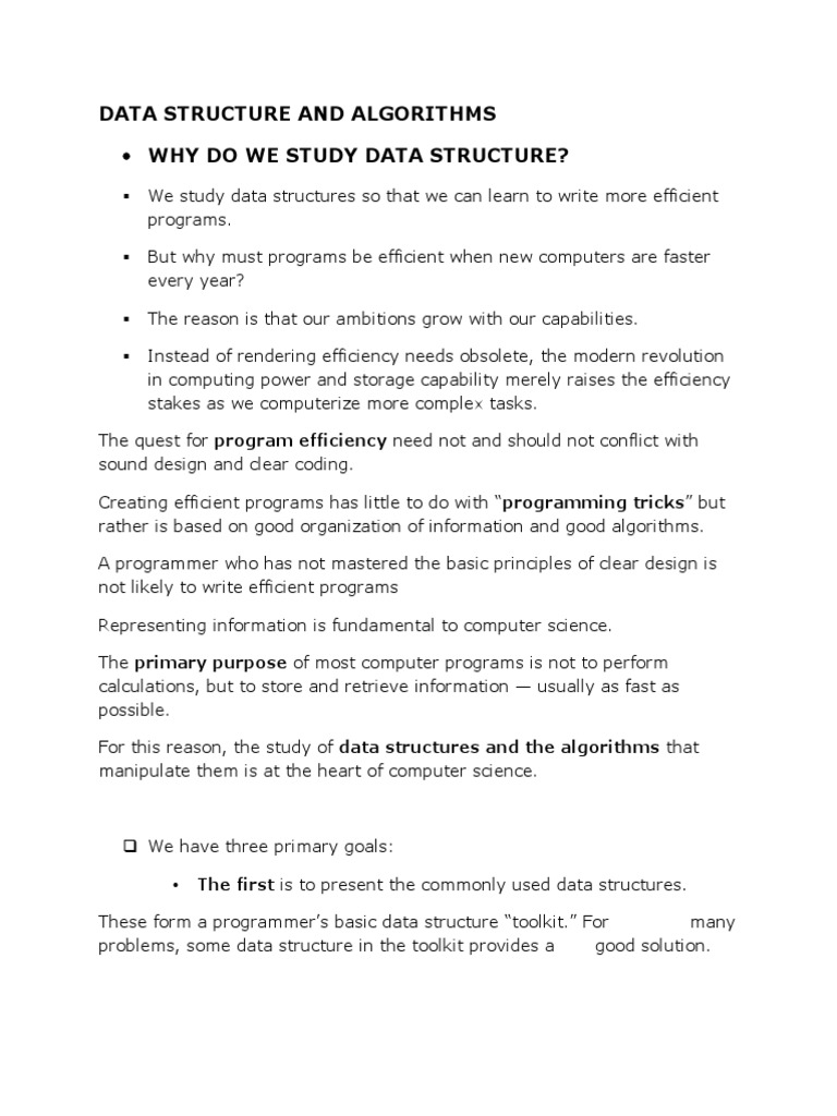 DATA STRUCTURE AND ALGORITHMS Notes PDF | PDF | Array Data Structure ...