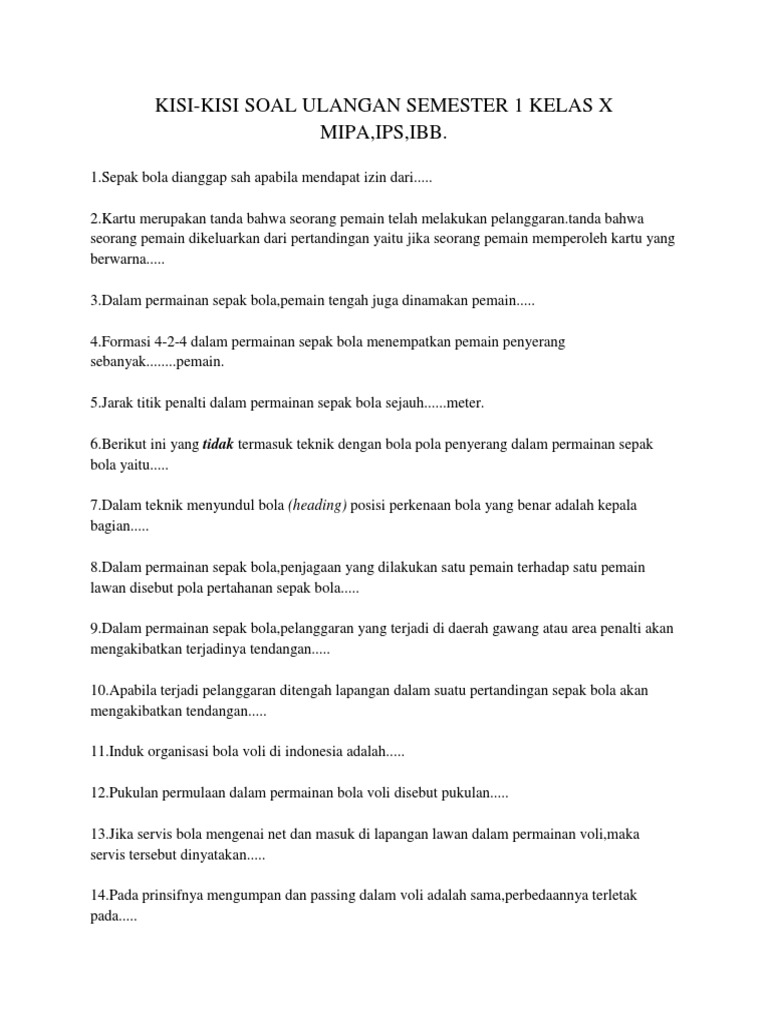 Kisi Kisi Soal Pjok Mipa Ips Ibb Pdf