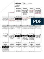 February Practice Schedule
