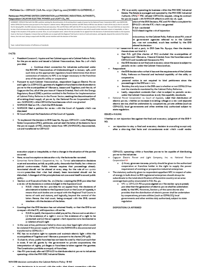 Philippine Sinter v. CEPALCO | PDF | Supreme Courts | Judgment (Law)