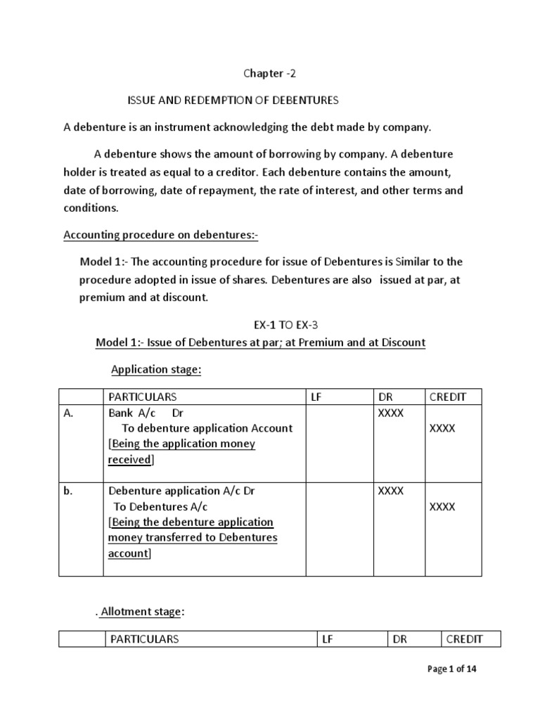 Debenture Issue and Redemption Entries | PDF | Debenture | Debits And ...