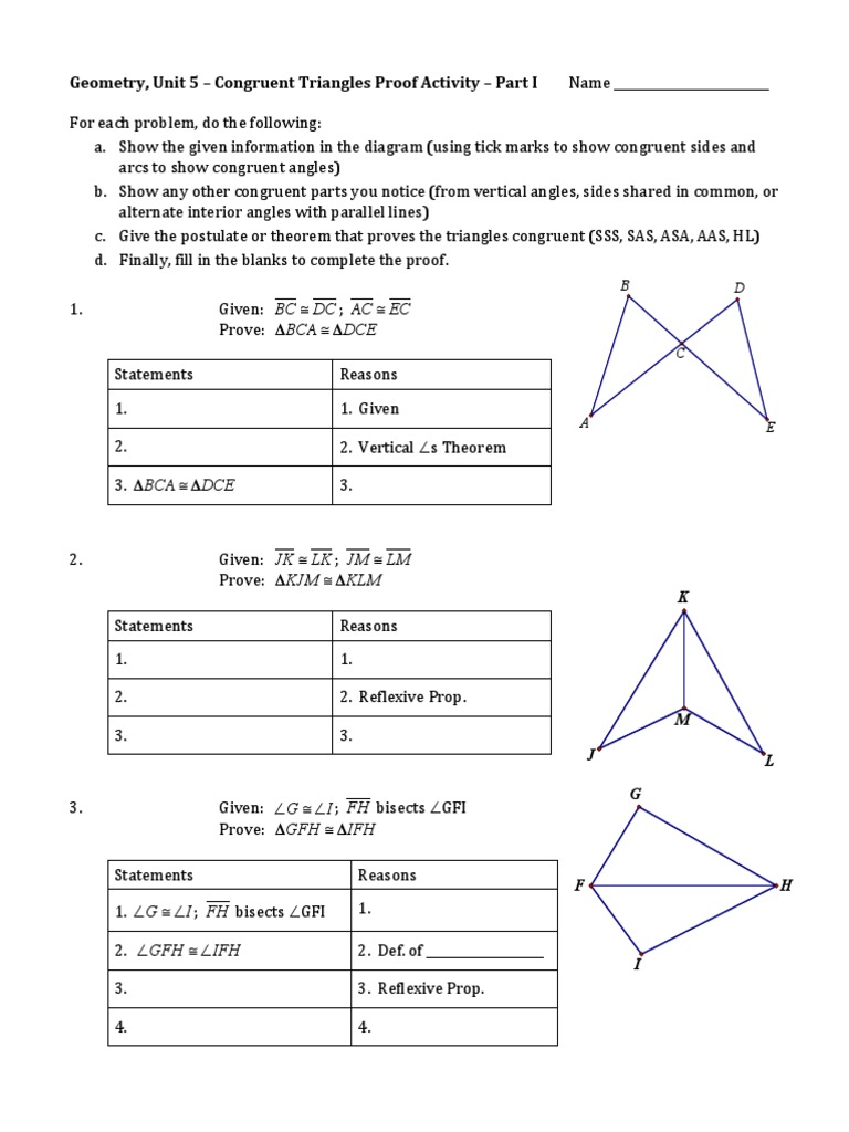 Congruent Triangles Proof Worksheet  Triangle Geometry Pertaining To Triangle Proofs Worksheet Answers