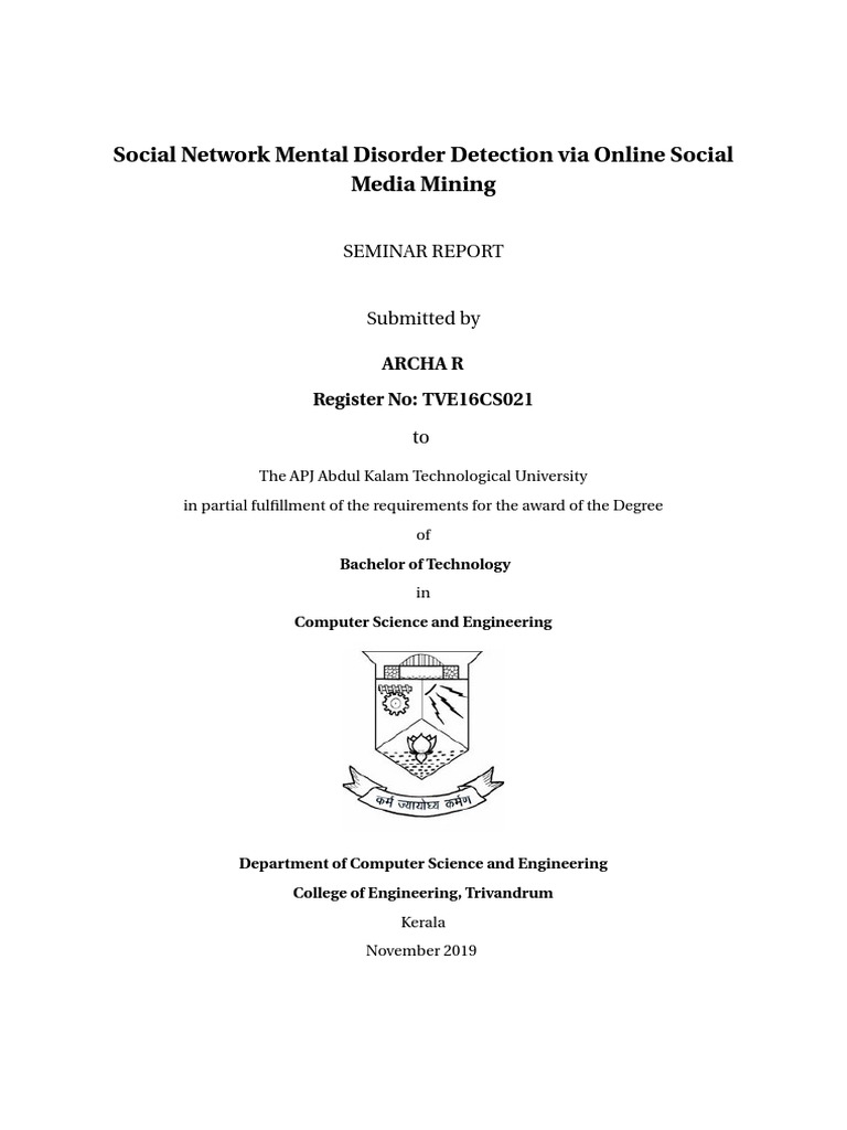 Social Media Mining for Mental Disorder Detection | PDF | Social Media ...