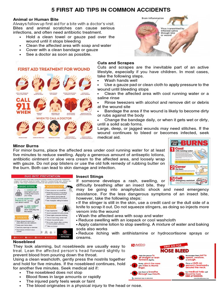 5 FIRST AID TIPS IN COMMON ACCIDENTS Wound First Aid
