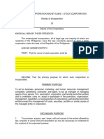 Articles of Incorporation Template