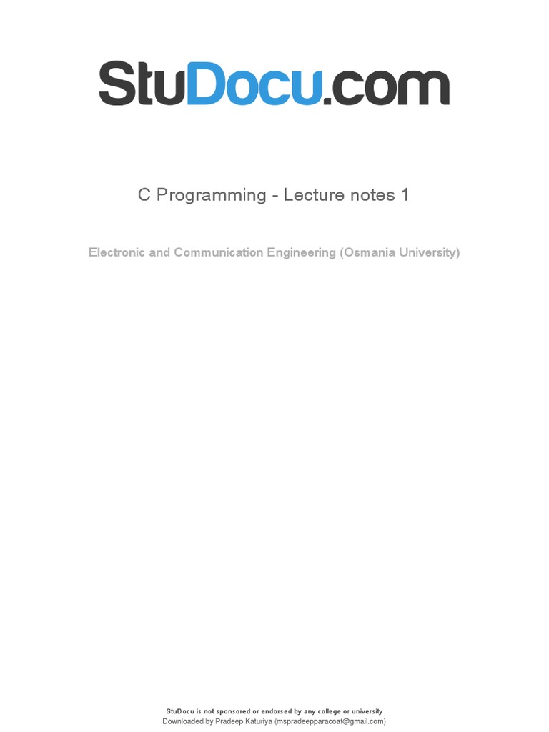 C Programming Lecture Notes 1 | PDF | Central Processing Unit ...