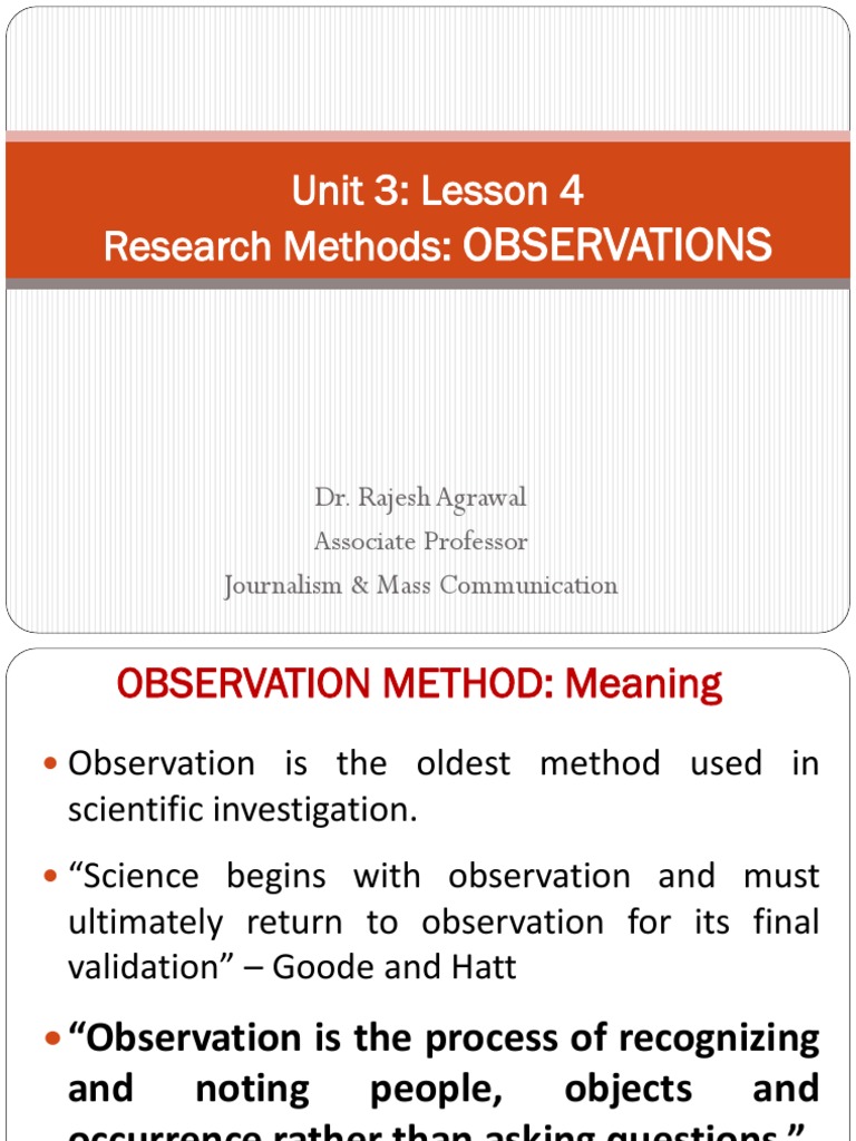 Understanding Observation Methods in Research | PDF | Observation ...