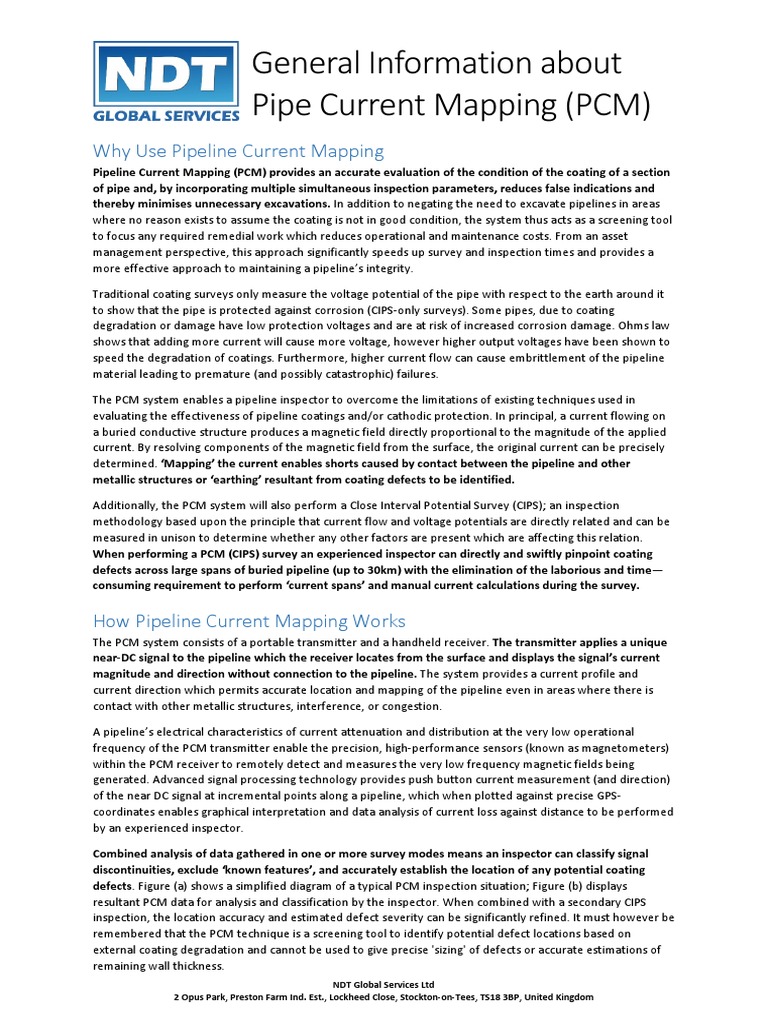 Pipeline Current Mapping Overview v2.0 PDF Surveying Electric Current