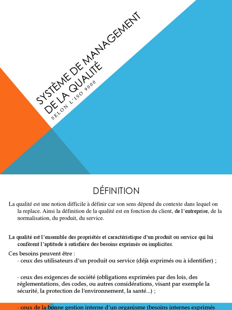 Définition et enjeux de la qualité produit | PDF | Management de la ...