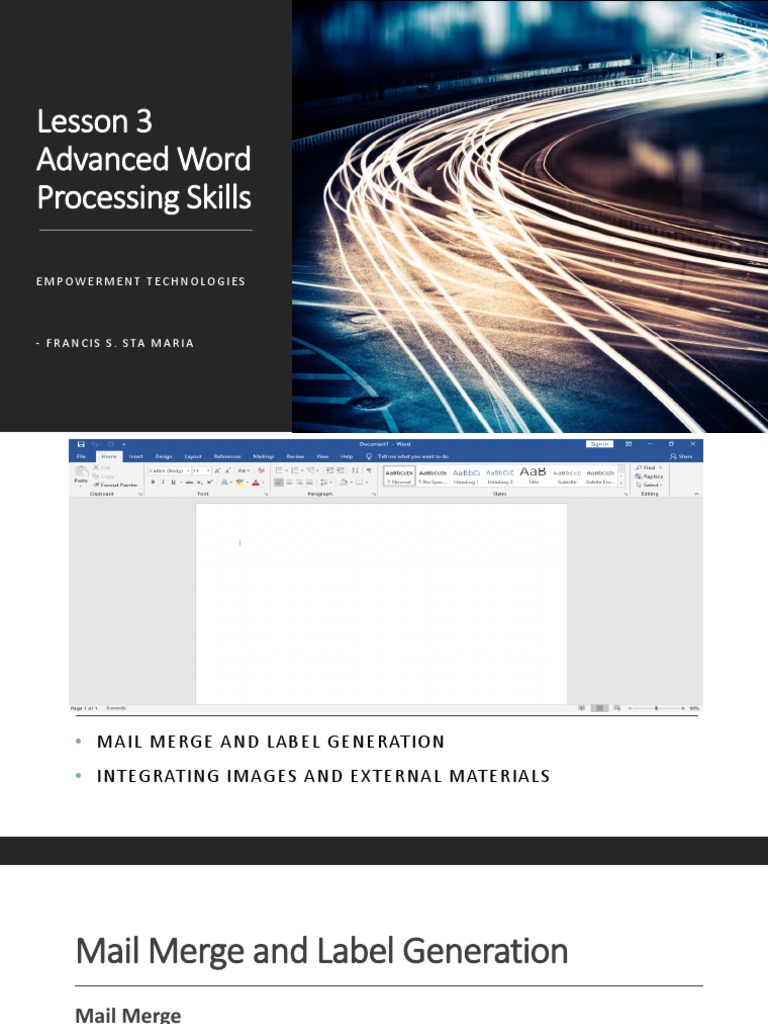 Lesson 3 Advanced - Word - Processing - Skills | PDF | Microsoft Excel ...