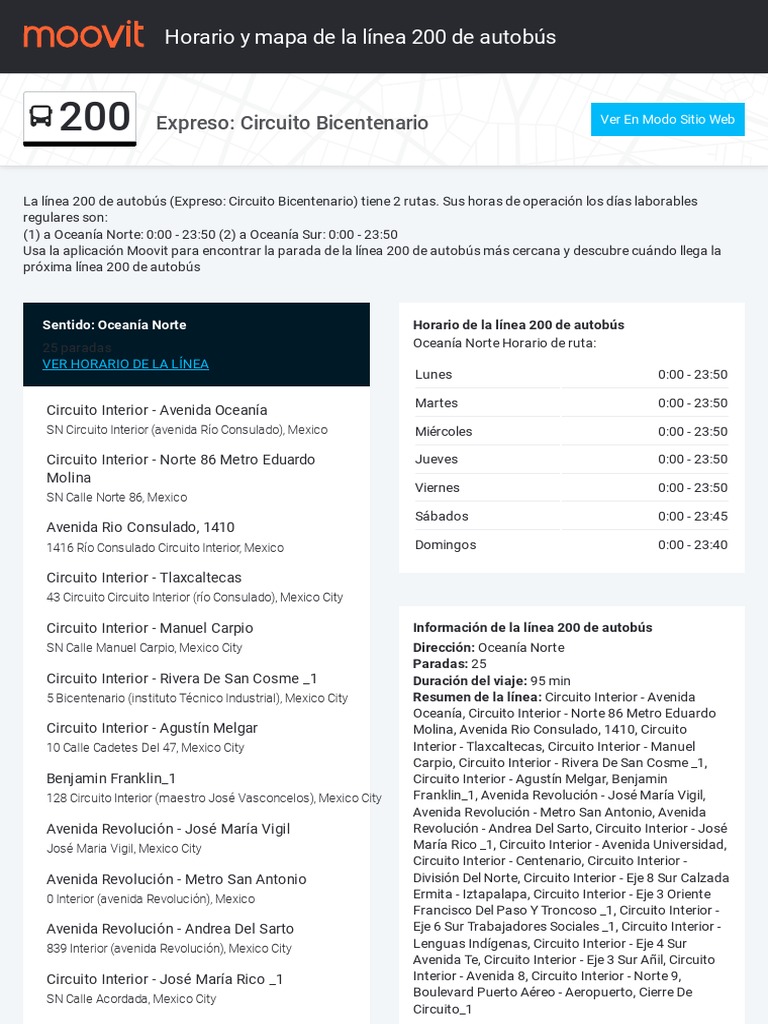 RTP Servicio Expreso Expreso Circuito Bicentenario | PDF | Transporte ...