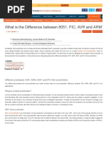 Difference between AVR, ARM, 8051 and PIC Microcontrollers