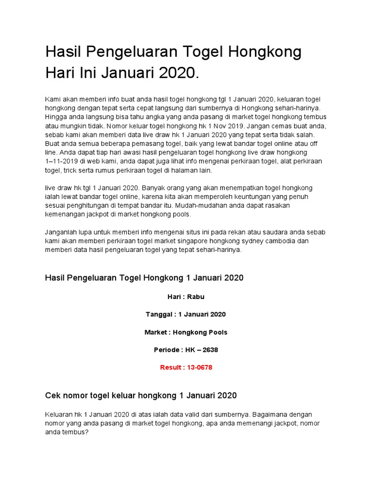 Togel Hkg Hari Ini Keluar
, Pdf Hongkong Prize