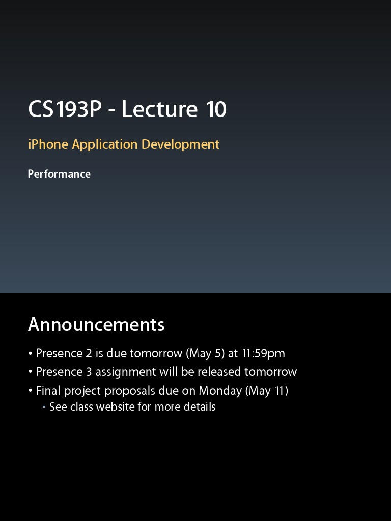 Cs193P - Lecture 10: Iphone Application Development | PDF | Thread ...
