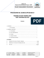 Procedure - Testing of Set Points and Test Apparatus PSV