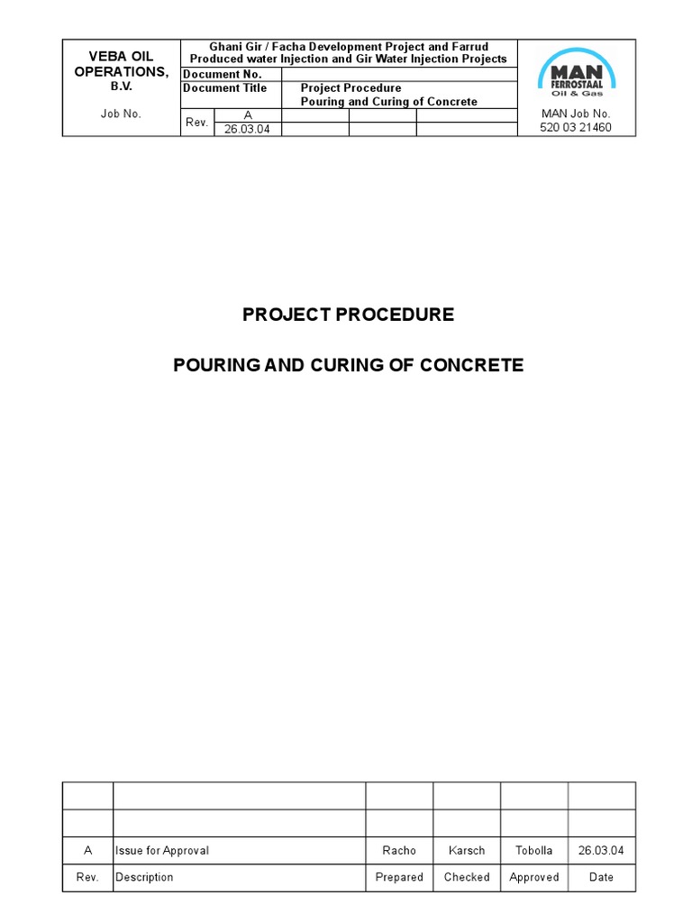 Concrete Pouring and Curing Procedure | PDF | Quality Assurance | Concrete