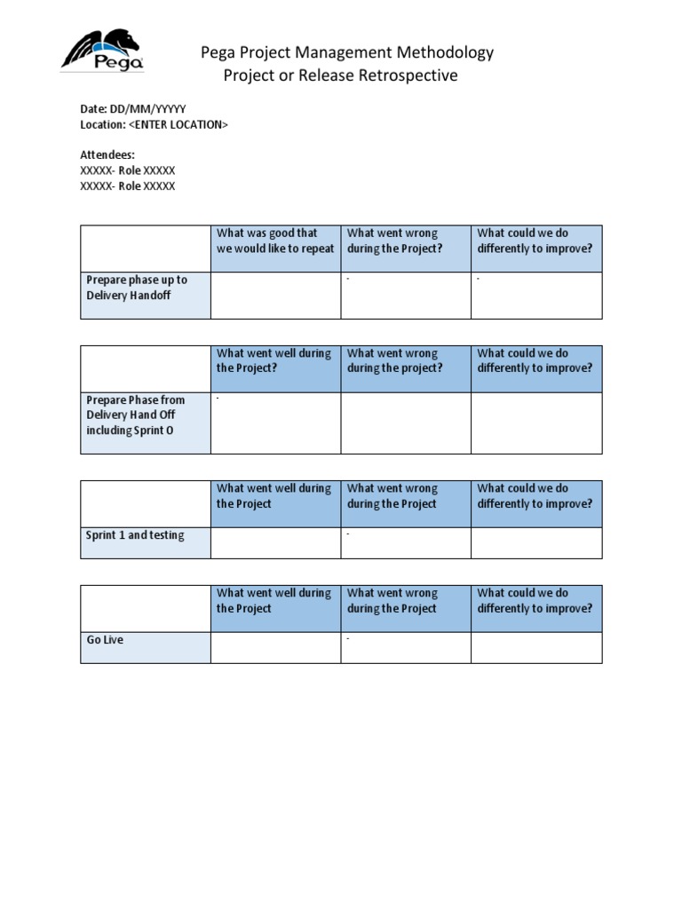 Project or Release Retrospective Template PDF